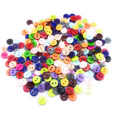 KnitForLess (Pack of 100) Mixed Colour 9mm Buttons 2 Hole Small Round Plastic Scrapbooking Arts Crafts