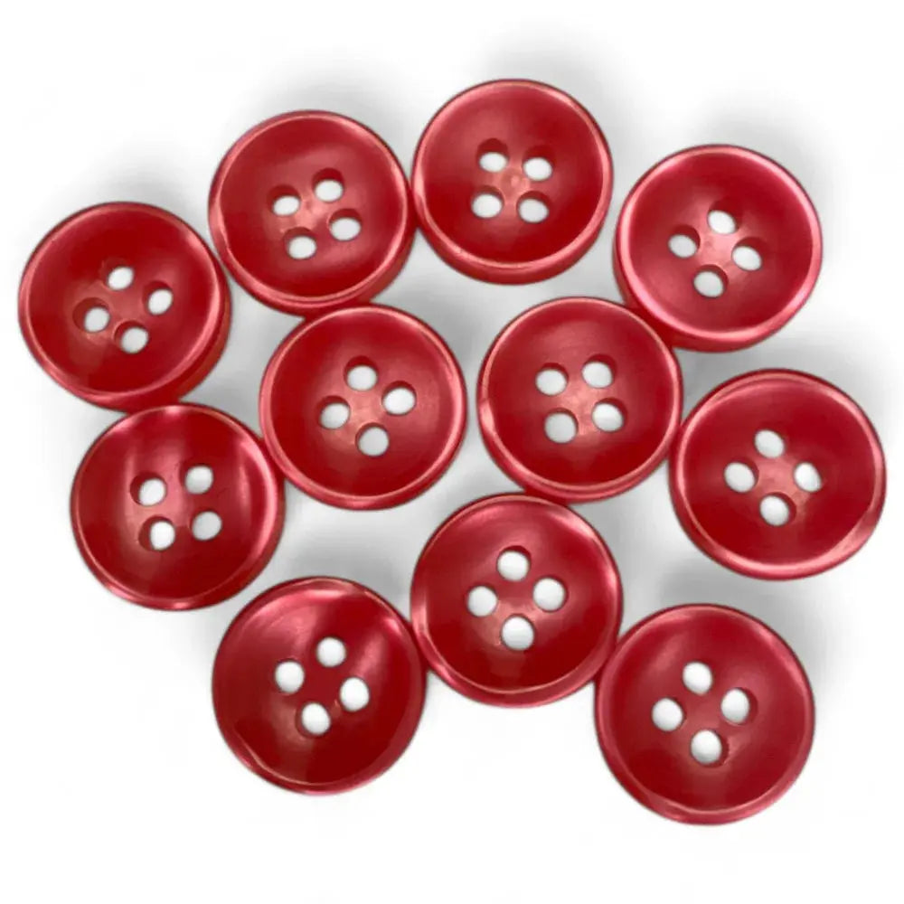 Red four-hole buttons.