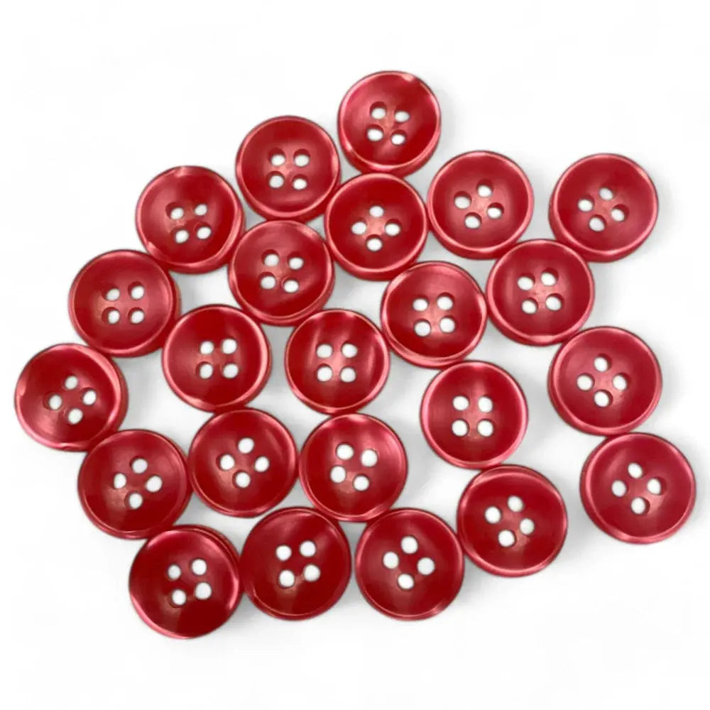 Red, four-hole buttons.