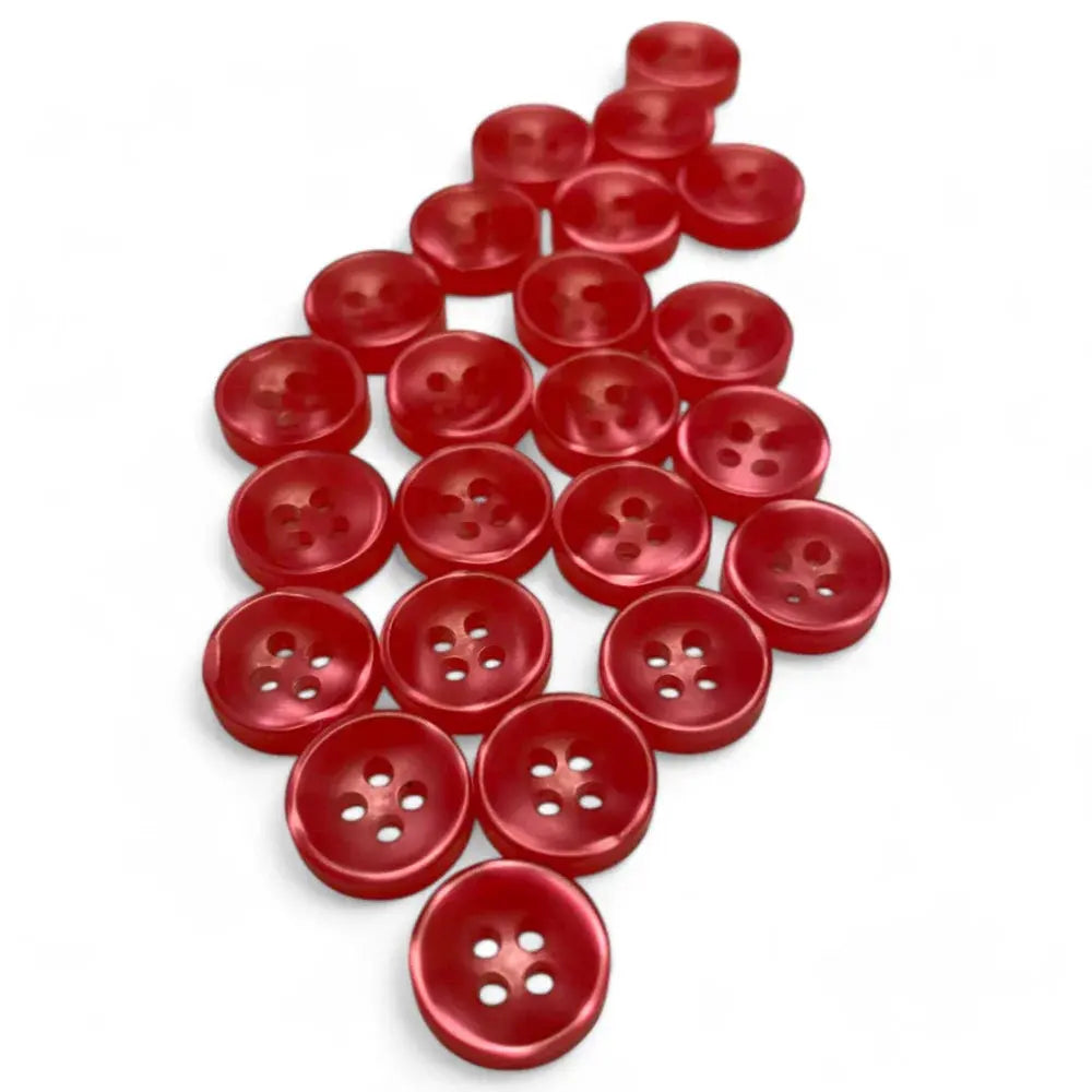 Red, round, four-hole buttons.