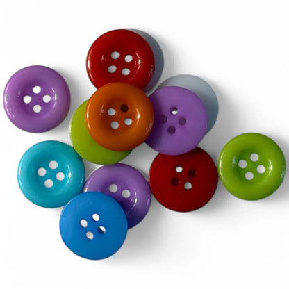 Colorful assortment of four-hole buttons.
