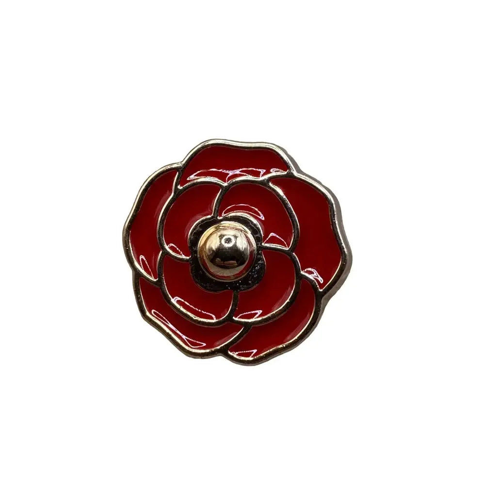 Red and silver rose pin.