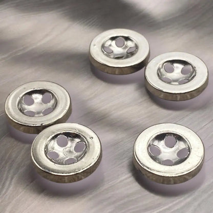 KnitForLess Plastic Shirt Buttons 4-Hole 11mm and 12.5mm Pack of 10 Silver Or Gold