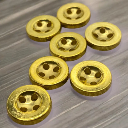 KnitForLess Plastic Shirt Buttons 4-Hole 11mm and 12.5mm Pack of 10 Silver Or Gold