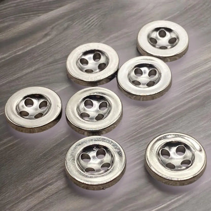 KnitForLess Plastic Shirt Buttons 4-Hole 11mm and 12.5mm Pack of 10 Silver Or Gold