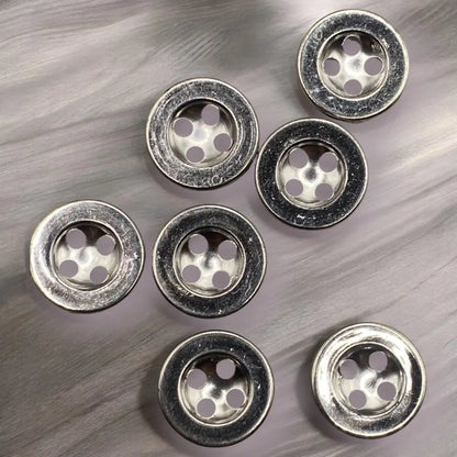 KnitForLess Plastic Shirt Buttons 4-Hole 11mm and 12.5mm Pack of 10 Silver Or Gold