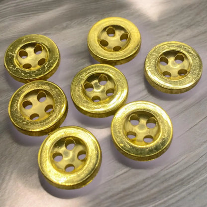 KnitForLess Plastic Shirt Buttons 4-Hole 11mm and 12.5mm Pack of 10 Silver Or Gold