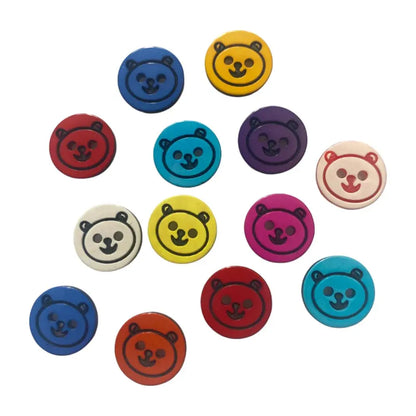 Colorful bear-faced buttons.