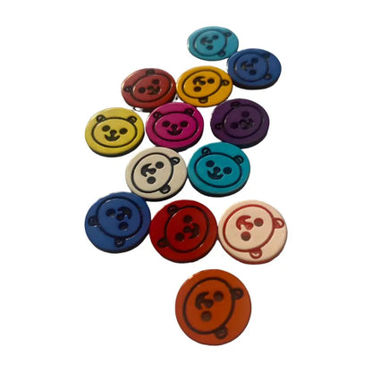 Colorful bear-faced buttons.