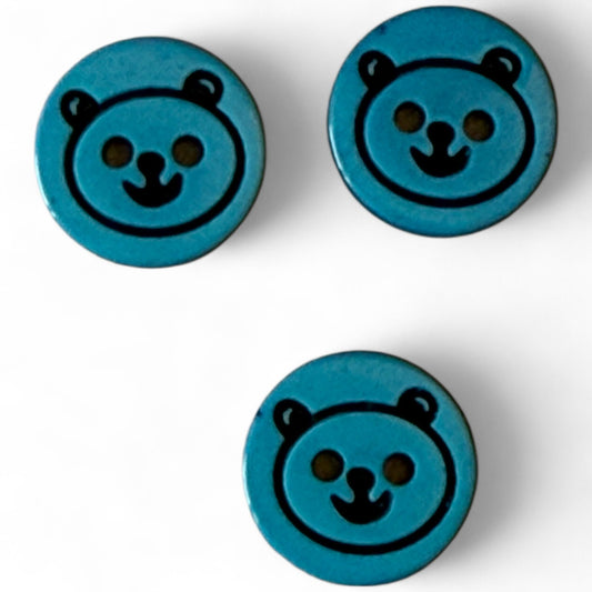 KnitForLess Teddy Bear Buttons 13mm Blue Plastic 10 Pack