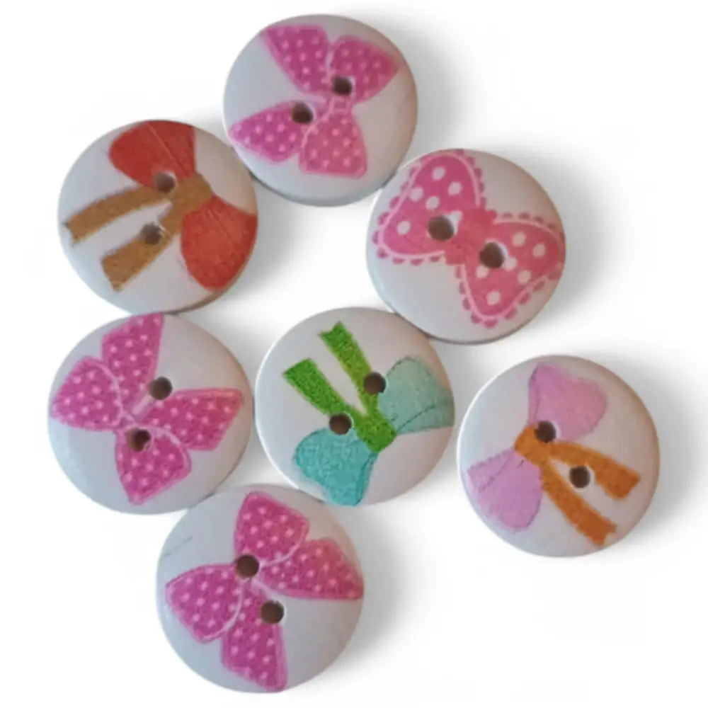 KnitForLess Wooden Bow Buttons 15mm 2-Hole Design for Knitting and Scrapbooking