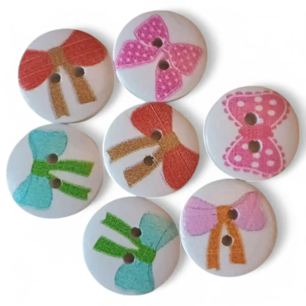 KnitForLess Wooden Bow Buttons 15mm 2-Hole Design for Knitting and Scrapbooking