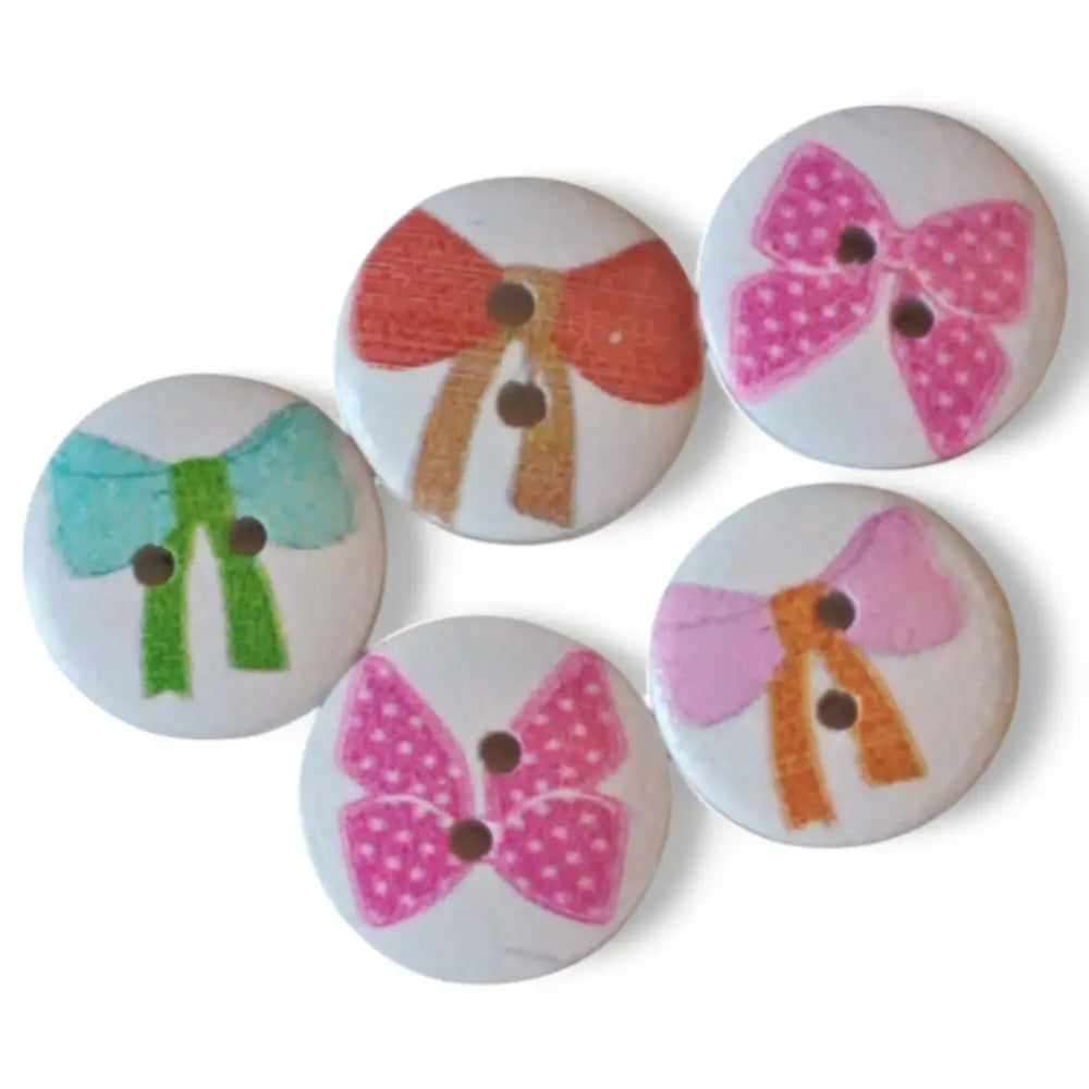 KnitForLess Wooden Bow Buttons 15mm 2-Hole Design for Knitting and Scrapbooking