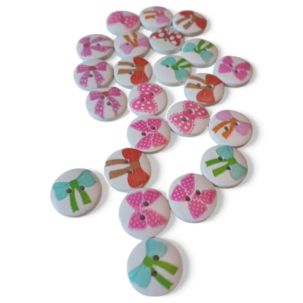 KnitForLess Wooden Bow Buttons 15mm 2-Hole Design for Knitting and Scrapbooking