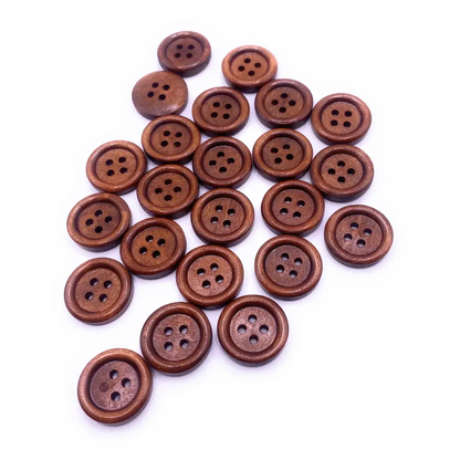 KnitForLess Wooden Brown Buttons 18mm Size 4 Hole Great for Cardigans Sewing Knitting - 50