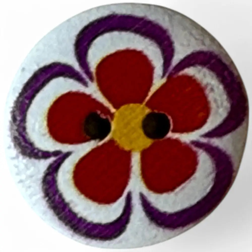 KnitForLess Wooden Buttons 20mm Flower Pattern 2 Hole Design 6 Pieces
