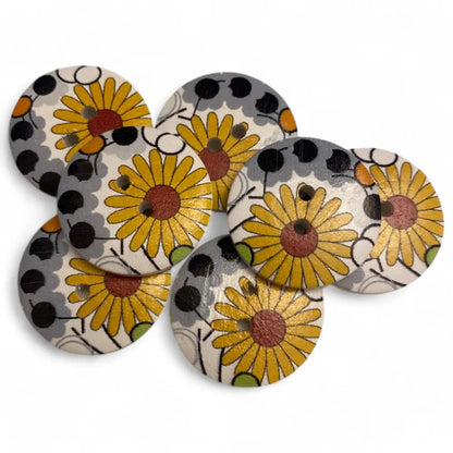 KnitForLess Wooden Flower Buttons 25mm 2 Hole 10 Pieces for Cardigan Knitting and Sewing