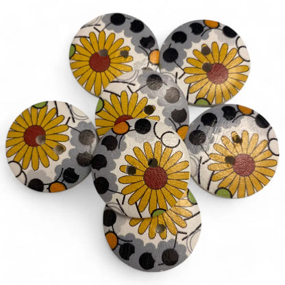 KnitForLess Wooden Flower Buttons 25mm 2 Hole 10 Pieces for Cardigan Knitting and Sewing