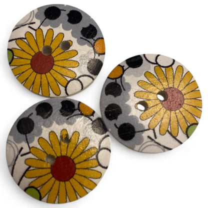 KnitForLess Wooden Flower Buttons 25mm 2 Hole 10 Pieces for Cardigan Knitting and Sewing