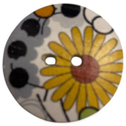 KnitForLess Wooden Flower Buttons 25mm 2 Hole 10 Pieces for Cardigan Knitting and Sewing