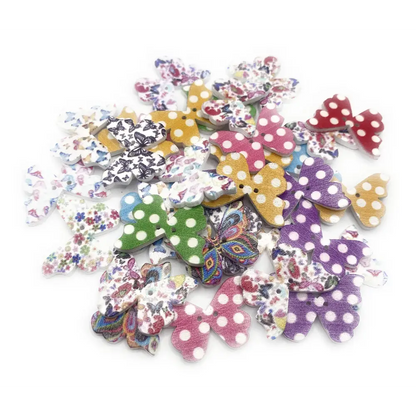 KnitForLess Wooden Mixed Butterfly Buttons 2 Hole Crafts Scrapbooking Pack of 10