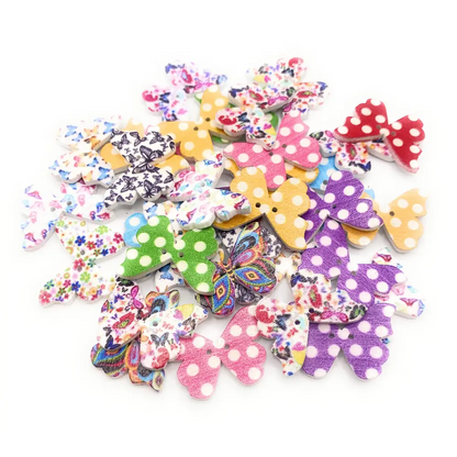 KnitForLess Wooden Mixed Butterfly Buttons 2 Hole Crafts Scrapbooking Pack of 10