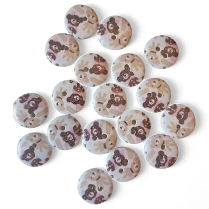 Round, patterned sewing buttons.