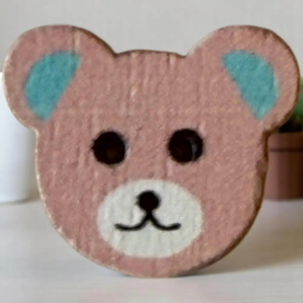 KnitForLess Wooden Teddy Bear Buttons Baby Pink 18 x 15 mm for Sewing and Knitting