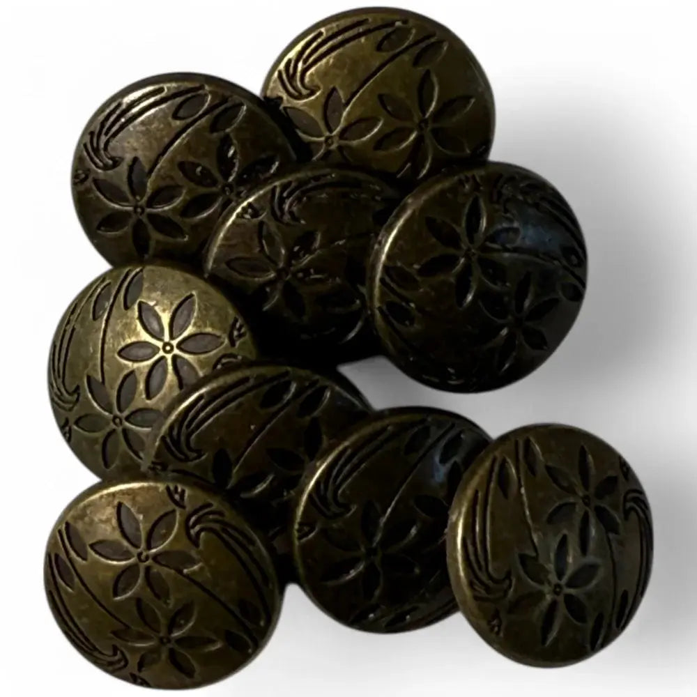 Antique bronze flower buttons.