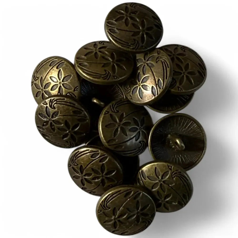 Antique bronze flower buttons.
