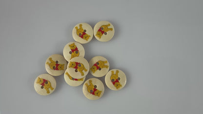 Disney Winnie The Pooh Wooden Sewing Buttons, 15mm, Pack of 10