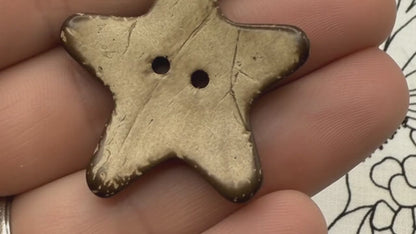 Natural Coconut Buttons - Large 35mm Star Shaped, 2 Hole Sewing Accessories Pack