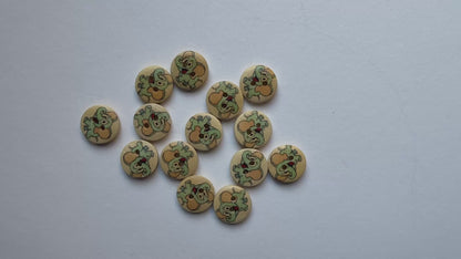 Disney Dumbo Wooden Sewing Buttons, 15mm, 2 Hole, Pack of 10