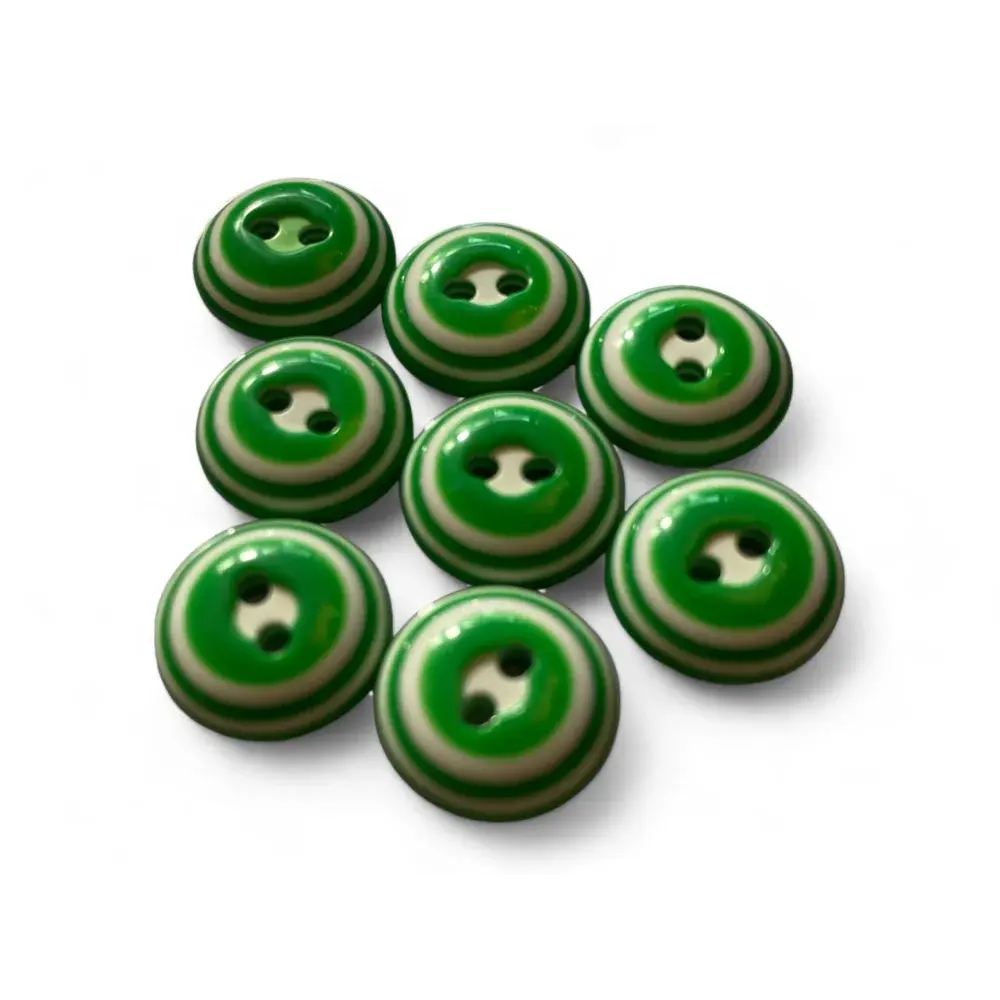 Green and white striped buttons.