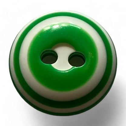 Green and white striped button.