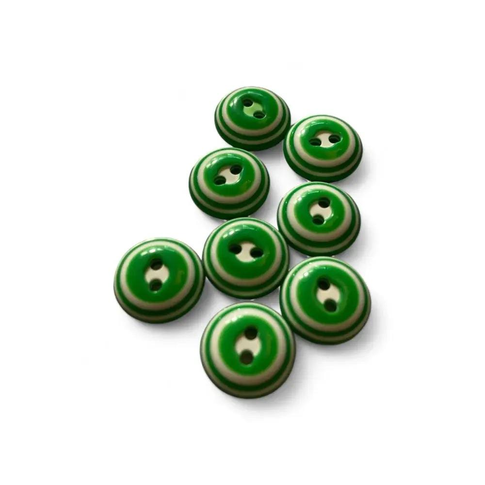 Green and white striped buttons.
