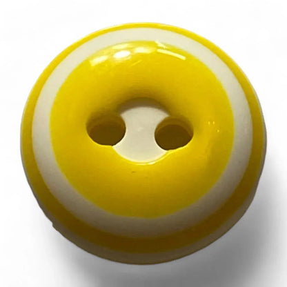 Yellow and white striped button.