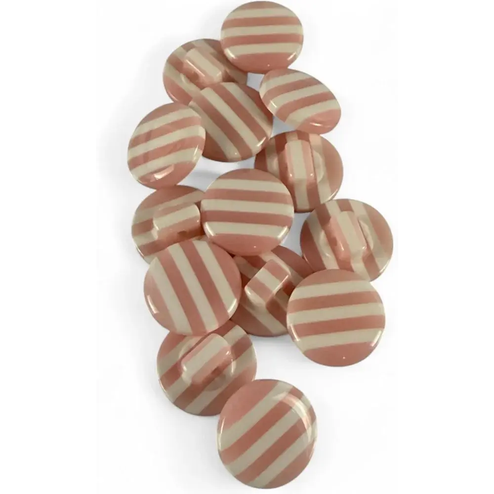 Pile of pink and white striped buttons.