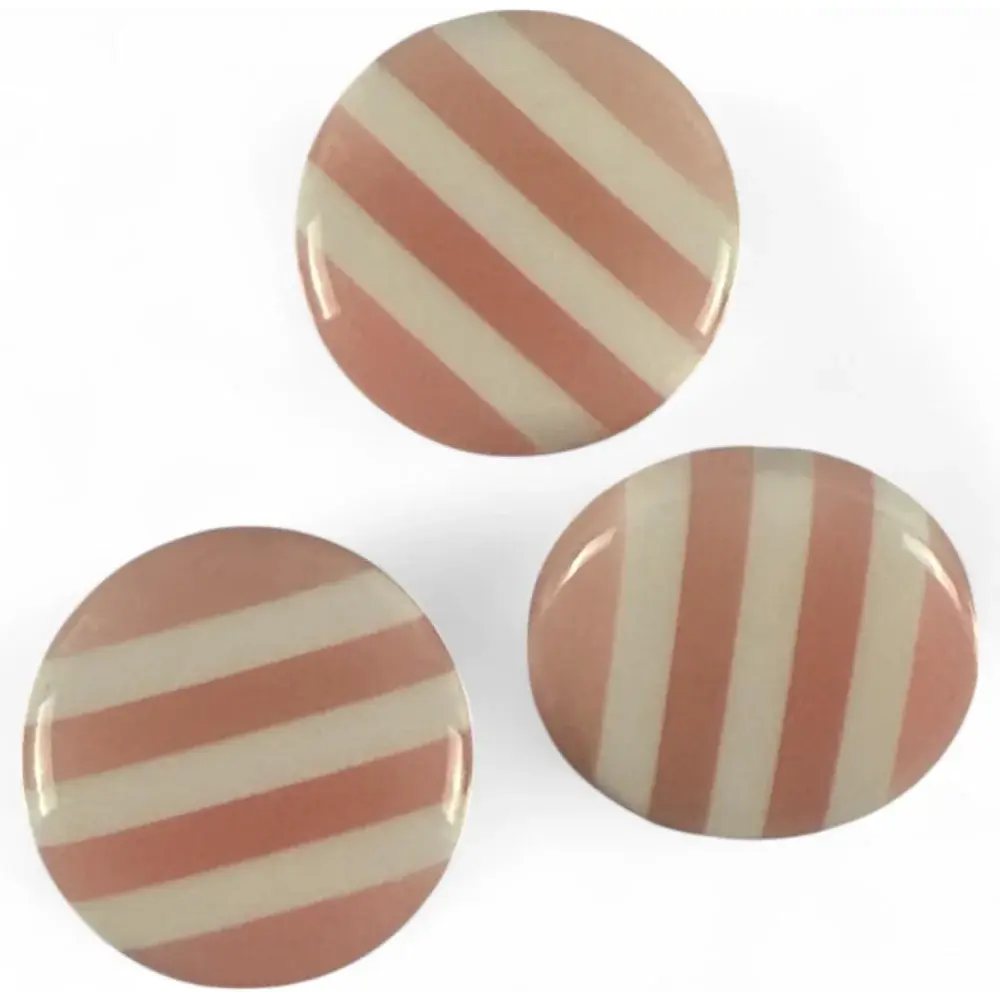 Three striped pink and white buttons.