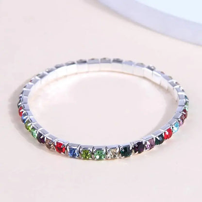Colorful rhinestone stretch bracelet.