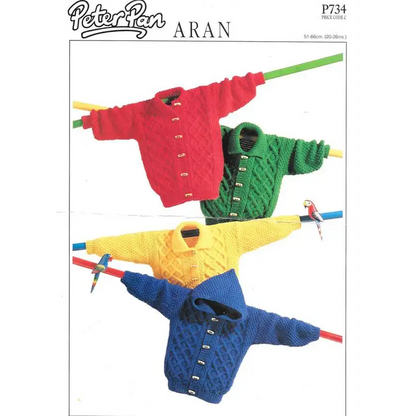 Vintage Peter Pan Super Cute Aran Children’s Jacket Very Easy Knitting Pattern PDF Instant Download