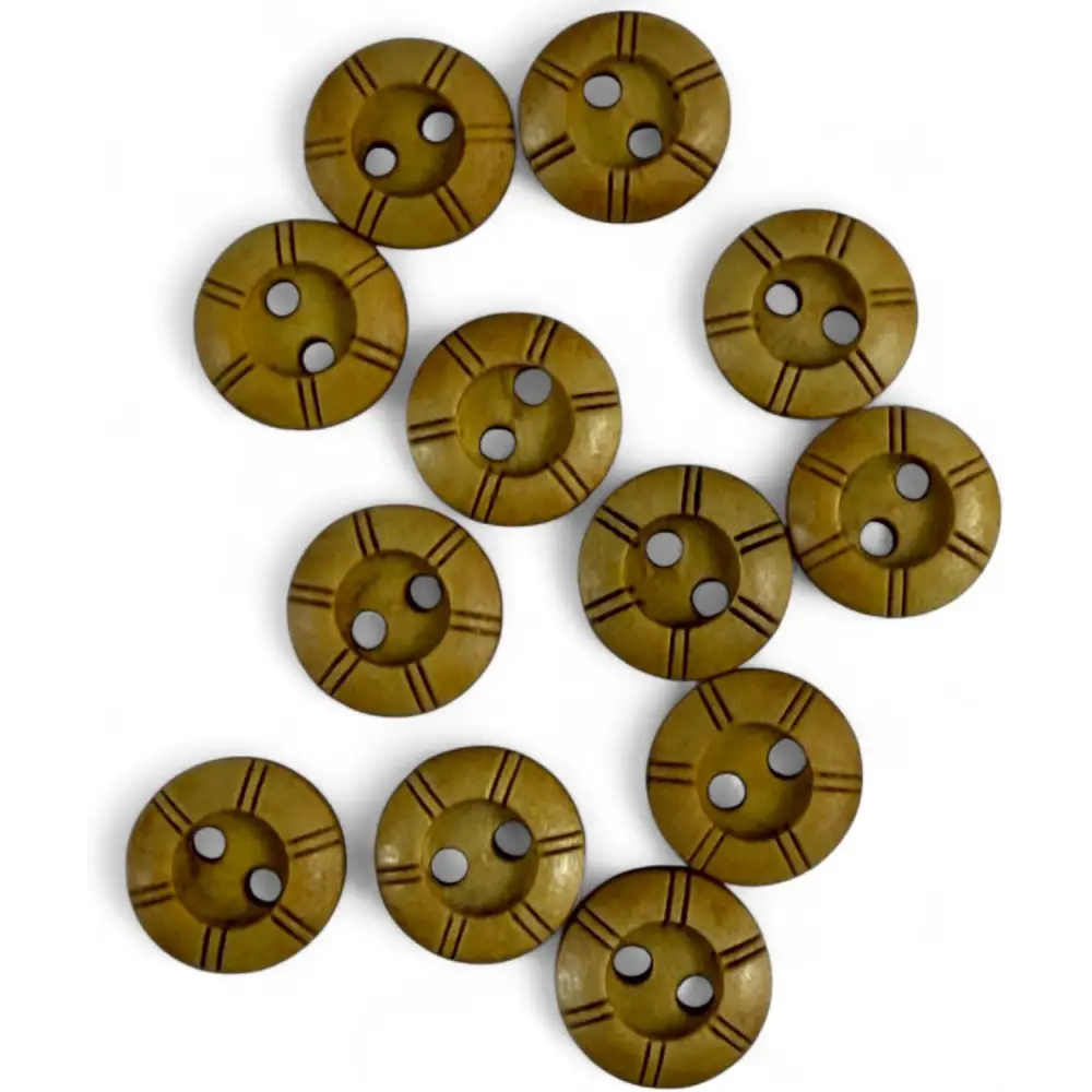 Wooden Buttons with Engraved Pattern 10mm 2-Hole Pack of 10