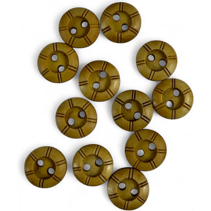 Wooden Buttons with Engraved Pattern 10mm 2-Hole Pack of 10