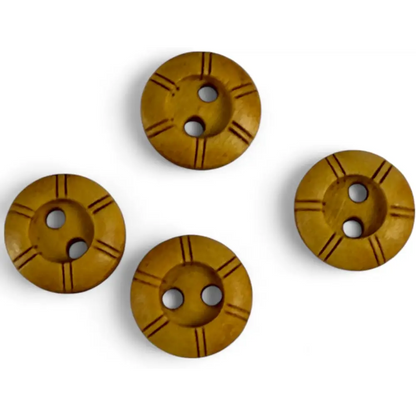 Wooden Buttons with Engraved Pattern 10mm 2-Hole Pack of 10